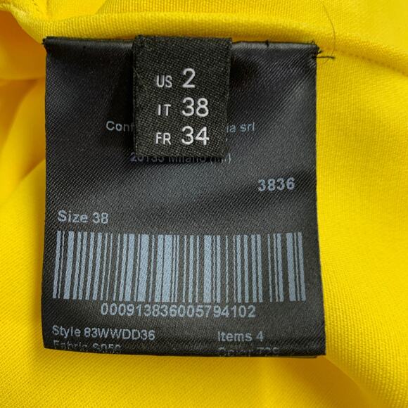 CALVIN KLEIN 205W39NYC Size 2 Yellow Silk Wool Layered Poncho Dress - Picture 8 of 9